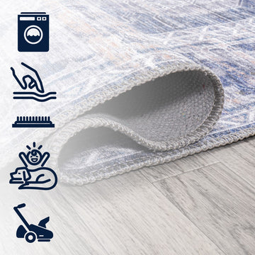 Alanya Ornate Medallion Washable Area Rug